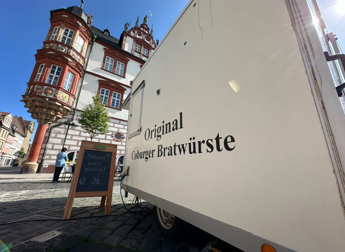 Bratwurststand am Coburger Marktplatz